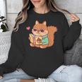Cute Squirrel Reading A Book Lovers Anime Kawaii Women Kids Unisex Sweatshirt