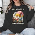 Easily Distracted By Books And Gnomes Book Reading Gnome Unisex Sweatshirt