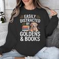 Easily Distracted By Goldens & Books Golden Retriever Dog Unisex Sweatshirt