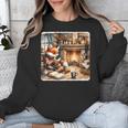 Fox Reads By Fireplace In Cabin Rustic Book Cozy Cup Tea Unisex Sweatshirt