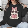 Ghost Reading Book Halloween Cat Lover Unisex Sweatshirt