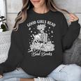 Good Girls Read Bad Books Skeleton Reading Book Halloween Unisex Sweatshirt