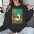 Groovy Ghost Reading Book Cat Halloween Ghost Teacher Unisex Sweatshirt