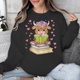 Highland Cow Reading Book Floral Bookworm Unisex Sweatshirt Highland Cow Reading Book Floral Bookworm Unisex Sweatshirt