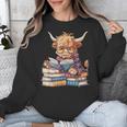Highland Cow Reading Book Librarian Library Unisex Sweatshirt Highland Cow Reading Book Librarian Library Unisex Sweatshirt