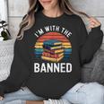 I'm With The Banned Stack Of Books Vintage Sunset Retro Unisex Sweatshirt