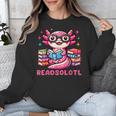 Kawaii Axolotl Readsolotl Book Lover Reading Bookworm Girls Unisex Sweatshirt
