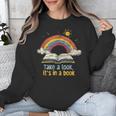 Take a Look It's In a Book Vintage Reading Teacher Rainbow Unisex Sweatshirt
