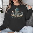 Octopus Reading Book Coffee Book Lover Bookworm Nerd Unisex Sweatshirt