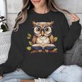 Owl Reading A Book Perched On A Branch Bookworm Unisex Sweatshirt Owl Reading A Book Perched On A Branch Bookworm Unisex Sweatshirt