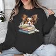 Papillon Books Reading Dog Breed Graphic For Men Women Kids Unisex Sweatshirt Papillon Books Reading Dog Breed Graphic For Men Women Kids Unisex Sweatshirt