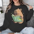 Pet Capybara Is Reading Library Capy Word Book Day Teacher Men Women Kids Unisex Sweatshirt
