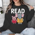 Pig Elephant Reading Cute Book Lover Bookworm Boys Girls Kid Unisex Sweatshirt
