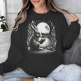 Rabbit Reading Book Full Moon Lake Scenery Unisex Sweatshirt