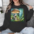 Rabbit Reading Book Under Large Mushroom Easter Bandana Unisex Sweatshirt