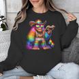 Rainbow Pride Bigfoot Reading Book With Heart Glasses Unisex Sweatshirt