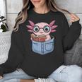 Readsalotl Axolotl Reading Book Lover Reading Pocket Axolotl Unisex Sweatshirt