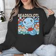 Readsolotl Blue Kawaii Axolotl Book Lover Reading Retro Unisex Sweatshirt Readsolotl Blue Kawaii Axolotl Book Lover Reading Retro Unisex Sweatshirt