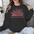 Retro Grow In Grace Wildflower Book Christian Bible Verse Unisex Sweatshirt
