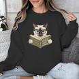 Siamese Cat Reading Book How To Train Your Human Humorous Unisex Sweatshirt