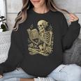 Skeleton Book Floral Skull Halloween Teacher Costume Unisex Sweatshirt