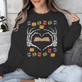 Skeleton Heart Read Reading Book Librarian Halloween Women Unisex Sweatshirt