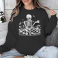Skeleton Reading Book Floral Dark For Book Lovers Unisex Sweatshirt Skeleton Reading Book Floral Dark For Book Lovers Unisex Sweatshirt