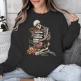 Skeleton Reading Book Halloween Bookworm Bibliophile Reader Unisex Sweatshirt