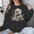 Skull Books Flowers Goth Reader Grunge Dark Alt Aesthetic Unisex Sweatshirt Skull Books Flowers Goth Reader Grunge Dark Alt Aesthetic Unisex Sweatshirt