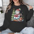 Snowman Reading Book Lovers Christmas Librarian Bookworm Unisex Sweatshirt