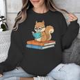 Squirrel Reading Book Glasses Bookworm Librarian Unisex Sweatshirt