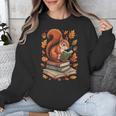 Squirrel Reading Book Lovers Fall Leaves Library Books Unisex Sweatshirt