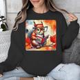 Squirrel Reading Comic Book On Autumn Branch Glasses Leaves Unisex Sweatshirt