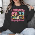 Survived 67 Days Of School Ice Cream Drip Apple Pencil Book Unisex Sweatshirt
