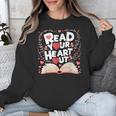 Teach Inspire Grow Everyday Read Your Heart Out Valentine Book-Themed Small Unisex Sweatshirt