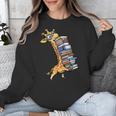 Teacher Shirt Giraffe Holding Books Bookworm Librarian Unisex Sweatshirt