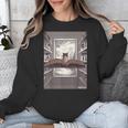 Totally Weird Tees Cat Library Book Reading Literary Unisex Sweatshirt