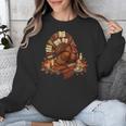 Turkey Reading Books Fall Season Thanksgiving Teacher Book Unisex Sweatshirt