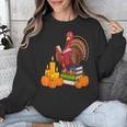 Turkey Reading Books Fall Thanksgiving Teacher Book Unisex Sweatshirt