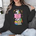 Unicorn Read Reading Book Librarian America Girls Women Unisex Sweatshirt