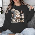 Vintage Cute Gnome Reading Book Coffee Cute Gnome Graphic Unisex Sweatshirt Vintage Cute Gnome Reading Book Coffee Cute Gnome Graphic Unisex Sweatshirt