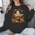 Vintage Ghost Book Reading Pumpkin Gothic Halloween Teachers Unisex Sweatshirt