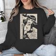 Vintage Vampire Bat Vampire Pin Up Girl Horror Comic Book Unisex Sweatshirt