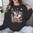 Watercolor Butterfly Fairy Read Book Library Fantasy Novel Unisex Sweatshirt