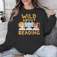 Wild About Reading Cute Animal Book Lover Kids Unisex Sweatshirt