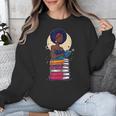 Woman And Books Stack Afro Girl Reading Lover Unisex Sweatshirt Woman And Books Stack Afro Girl Reading Lover Unisex Sweatshirt