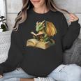 Women's Dragon Bookworm Reading Book Graphic Unisex Sweatshirt