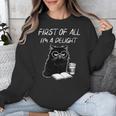Women's First Of All I’m A Delight Cute Cat Books Coffee Humor Unisex Sweatshirt Women's First Of All I’m A Delight Cute Cat Books Coffee Humor Unisex Sweatshirt