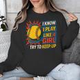 Women's Girls Softball Play Like A Girl Comic Book Pop Art Unisex Sweatshirt Women's Girls Softball Play Like A Girl Comic Book Pop Art Unisex Sweatshirt
