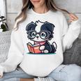 Adorable Book Lover Border Collie With Reading Glasses Cute Raglan Baseball Tee Unisex Sweatshirt